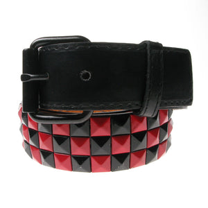 Pyramid belti, 3row PVC svart & rautt