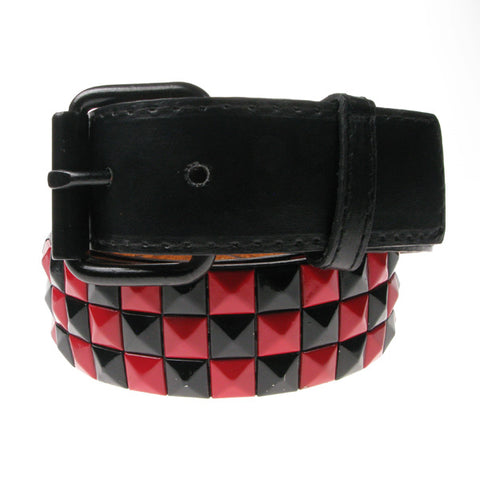 Pyramid belti, 3row PVC svart & rautt