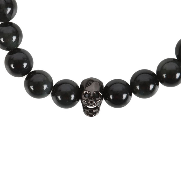 Black Obsidian Skull Armband