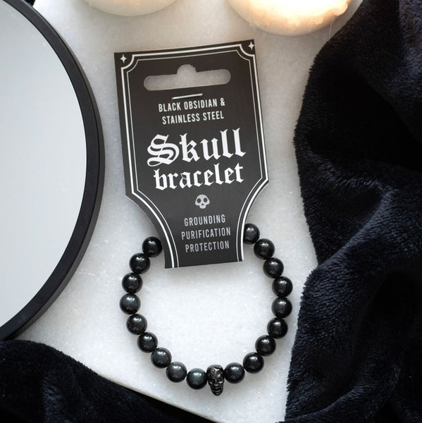 Black Obsidian Skull Armband