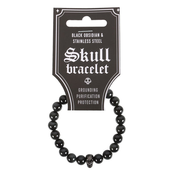 Black Obsidian Skull Armband