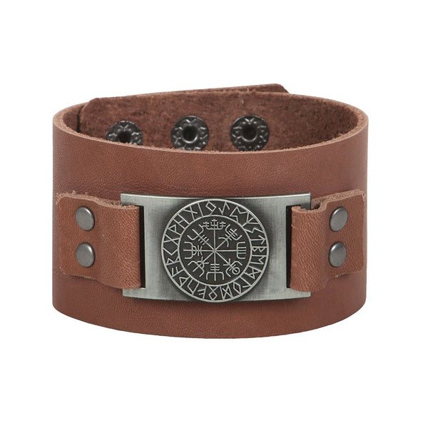 Viking Compass Pleður Armband