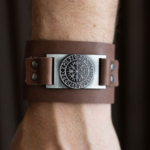 Viking Compass Pleður Armband