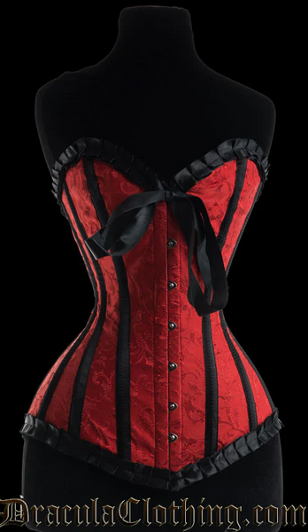 Red Brocade Romantic Overbust Corset