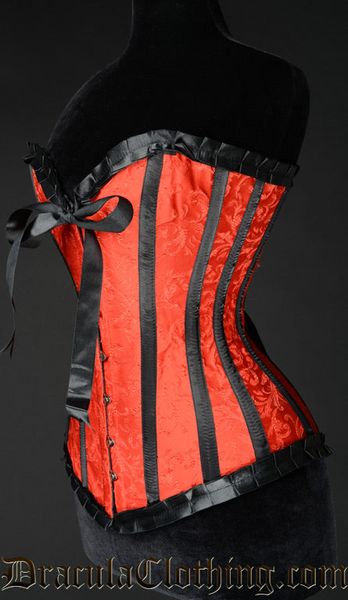Red Brocade Romantic Overbust Corset