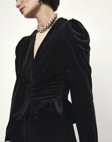 Smoke Flauel Peplum Toppur