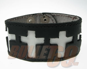 Crucifix armband, leður