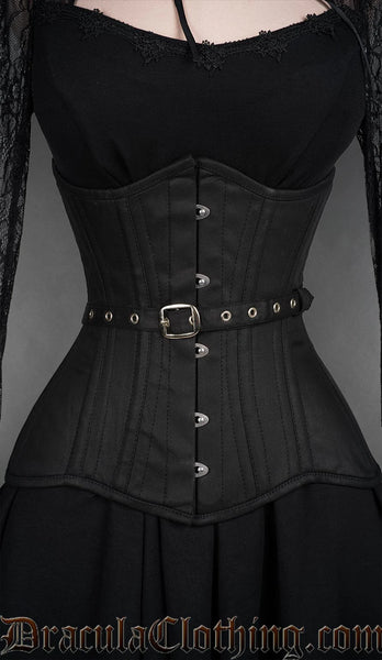 Black Cotton Fan Extreme Waist Corset