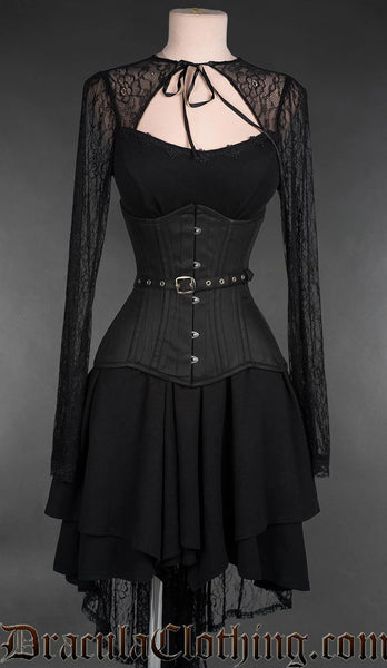 Black Cotton Fan Extreme Waist Corset