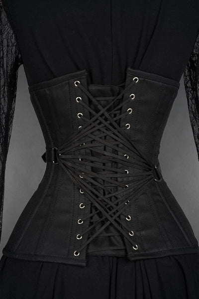 Black Cotton Fan Extreme Waist Corset