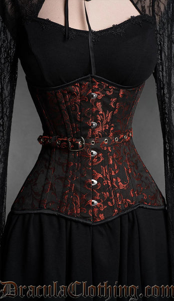 Ruby Brocade Fan Extreme Waist Corset