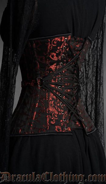 Ruby Brocade Fan Extreme Waist Corset