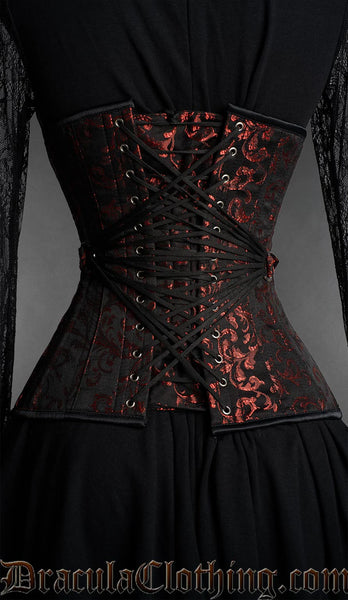 Ruby Brocade Fan Extreme Waist Corset