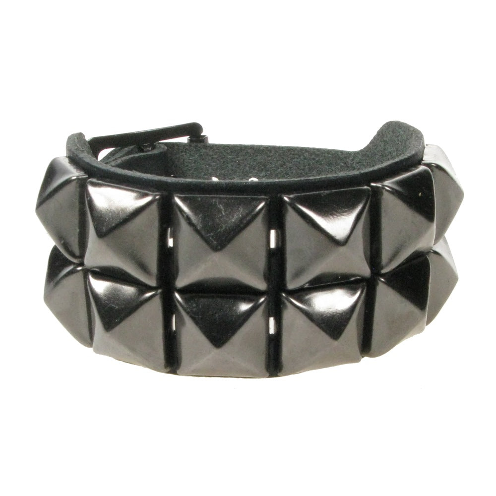 Tvöfalt Pýramída Gaddaarmband Silfur