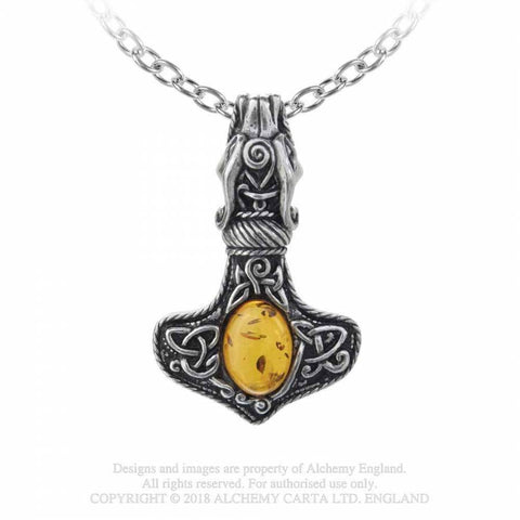 Amber Dragon Thorshammer Hálsmen