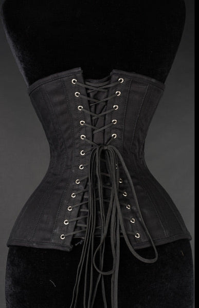 Black Cotton Extreme Waist Cincher Corset