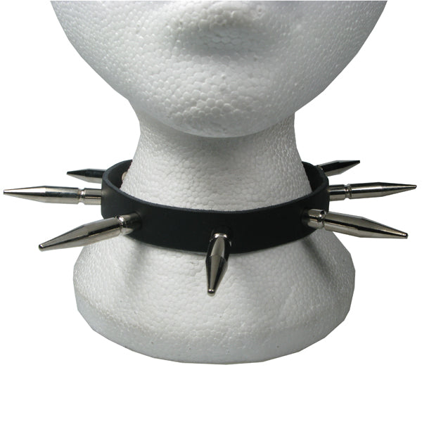 1 Row Large Spike Leather Choker