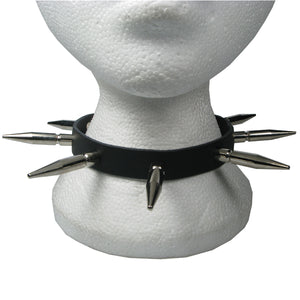 1 Row Large Spike Leather Choker