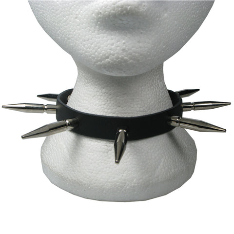 1 Row Large Spike Leather Choker